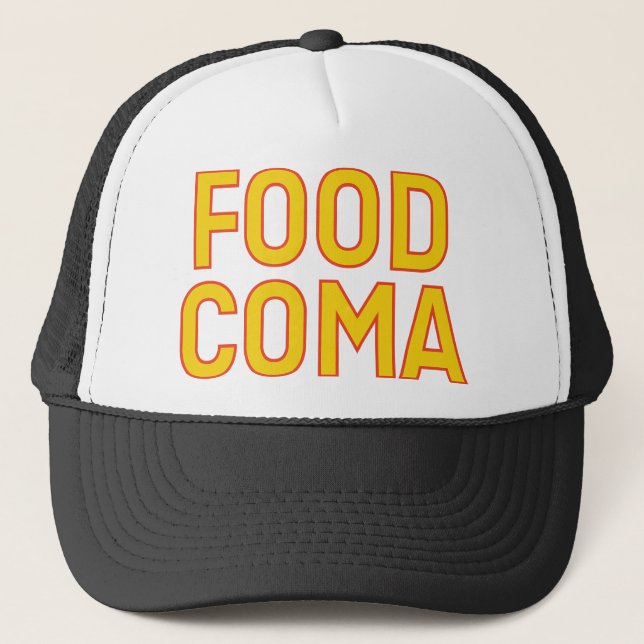 FOOD COMA fun slogan hat (Front)
