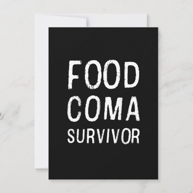 Food Coma Survivor Clever Funny Humor Thanksgiving Invitation (Front)