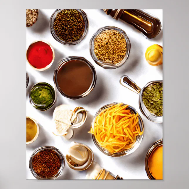 Food Condiments Illustration Poster | Zazzle
