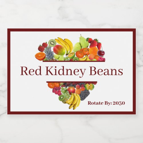 Food Container Canister Label Red Kidney Beans