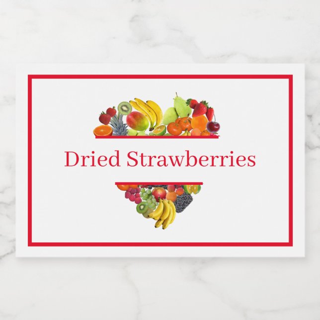 Food Container Label Dried Strawberries (Single Label)