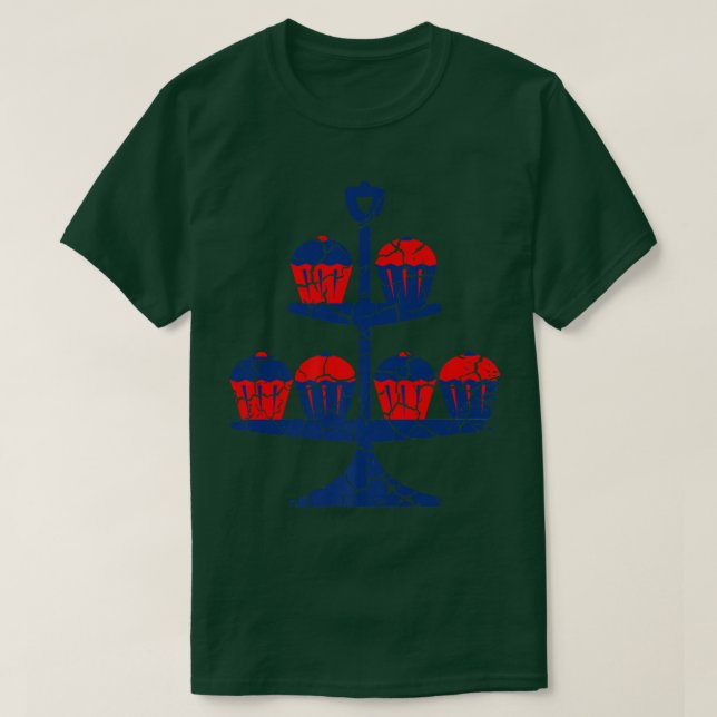 Food Cooking Foodie Cupcakes DistressedT-Shirt T-Shirt (Design Front)