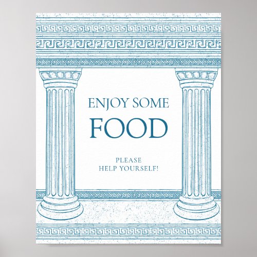 Food corner Ancient Greek toga party table Sign