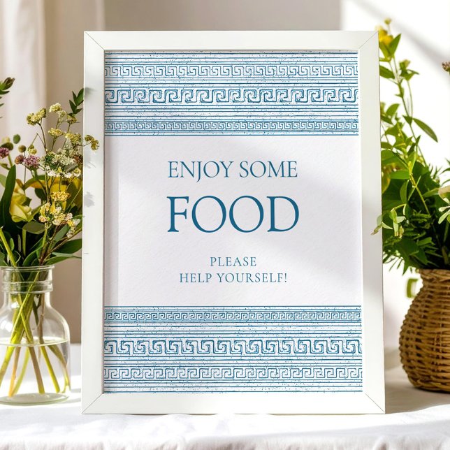 Food corner Greek toga party table Sign in blue  (Creator Uploaded)