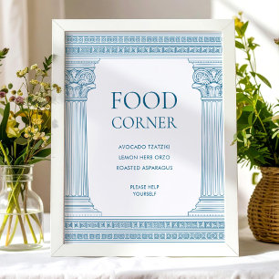 Food corner table Sign in blue
