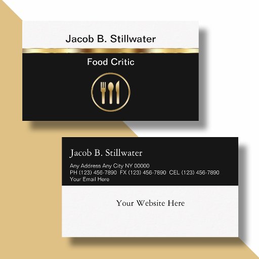 Customizable Food Critic Business Cards