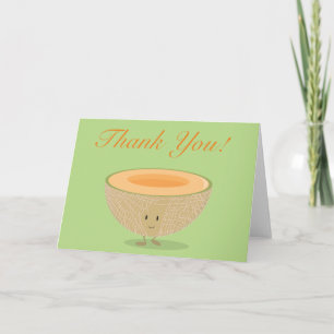 Food Cute Melon Cartoon Cantaloupe Letterpress Thank You Card
