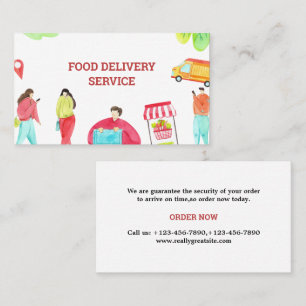 Food Delivery Watercolor Business Card