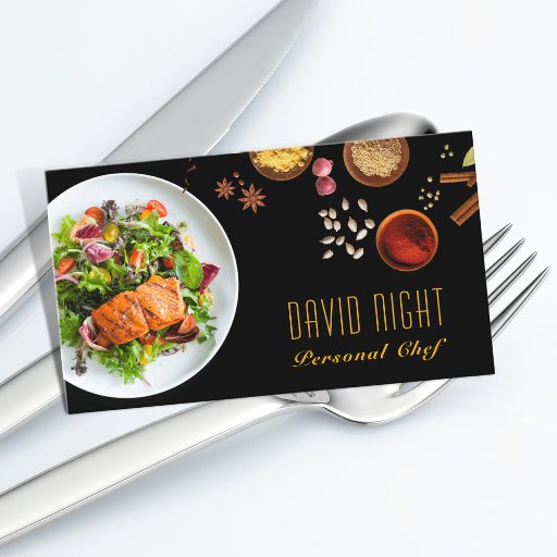 Customizable Food Design Personal Chef Catering Business Card
