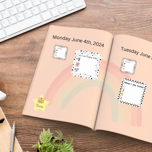 Food Diary Health Journal  Square Sticker