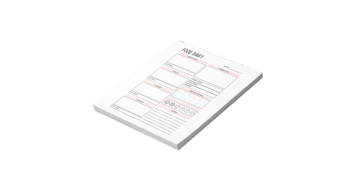 Food Diary Planner Notepad | Zazzle