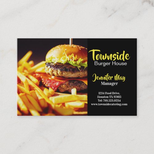 Food Diner Beef Burger And Fries House Restaurant Business Card