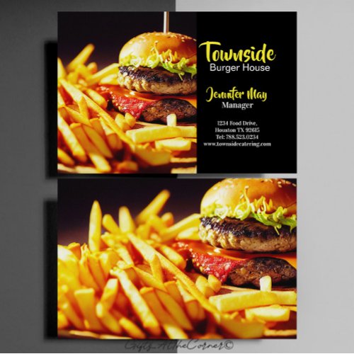 Food Diner Beef Burger And Fries House Restaurant Business Card