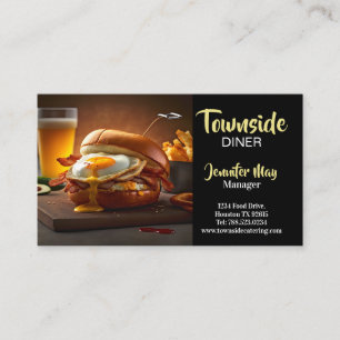Food Diner Chicken Bacon Egg Burger Restaurant Business Card