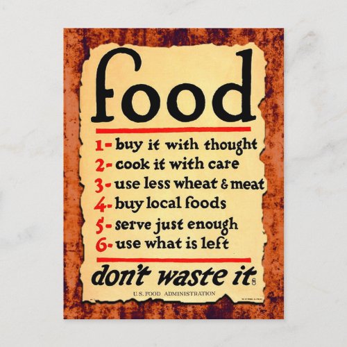 Food dont waste it postcard