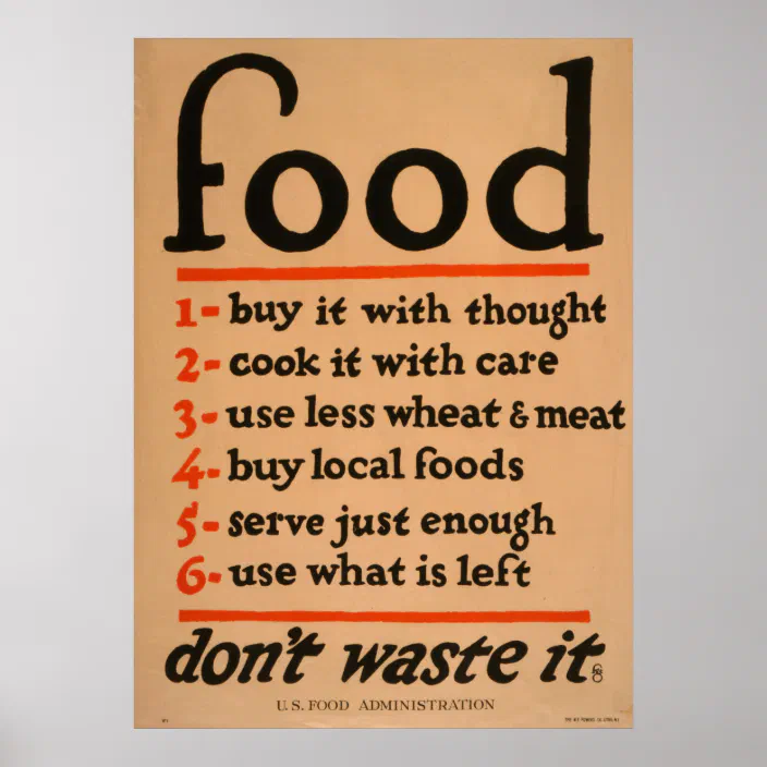Food Don't Waste It War Vintage Vintage Art Print Poster A1 A2 A3 A4 A5