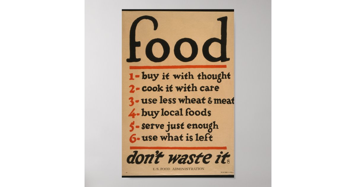 Food Don't Waste It War Vintage Vintage Art Print Poster A1 A2 A3 A4 A5
