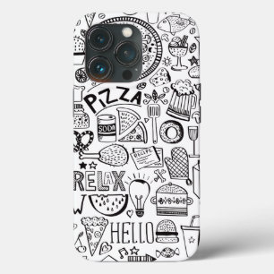 Food doodles notebook paper plates iPhone 13 pro case