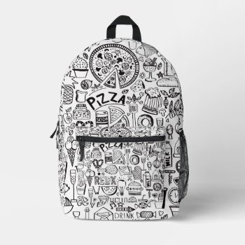 Food Doodles Printed Backpack by BlayzeInk at Zazzle