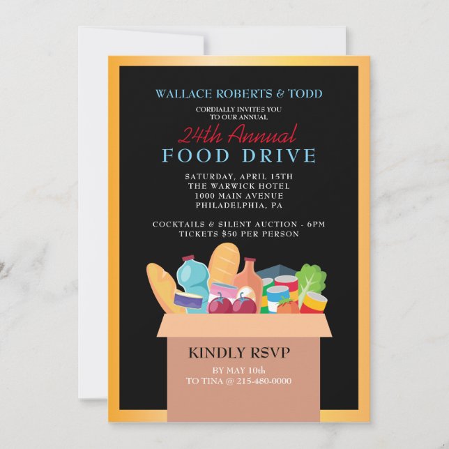 FOOD DRIVE Auction Corporate Gala Fundraiser Invitation (Front)