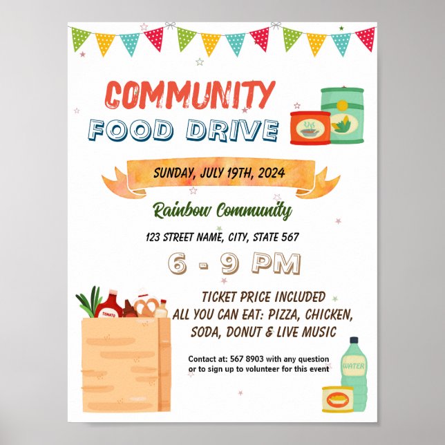 Food Drive event template Poster (Front)