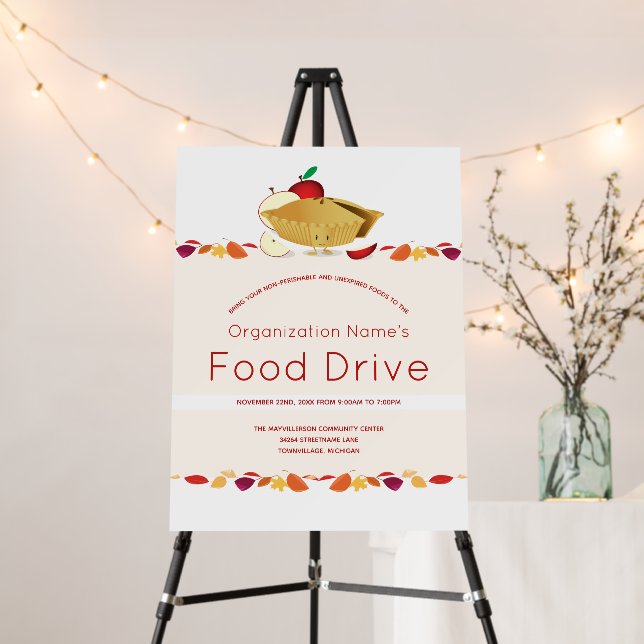 Food Drive Organization Name Leaves Pie Cartoon Foam Board (In Situ (Stand))