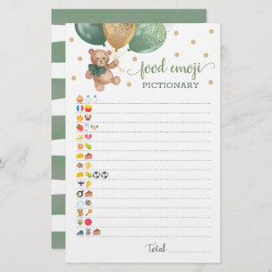 Food Emoji Pictionary game Sage Teddy Bear