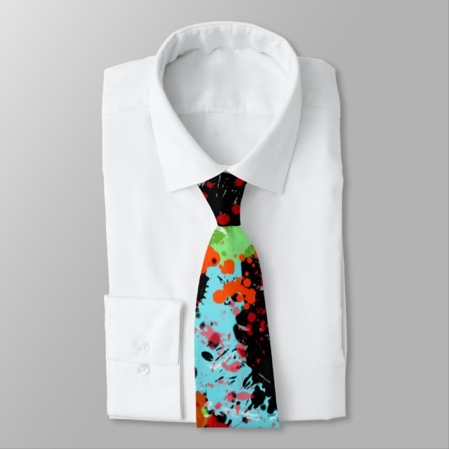 Food Fight Abstract Graffiti Neck Tie (Tied)