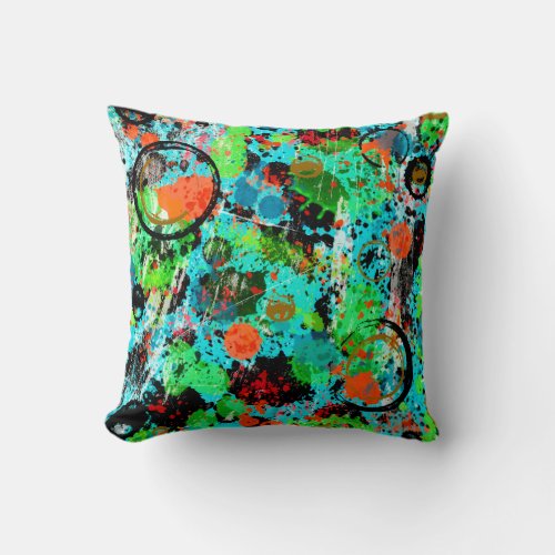 Food Fight Abstract Throw Pillow
