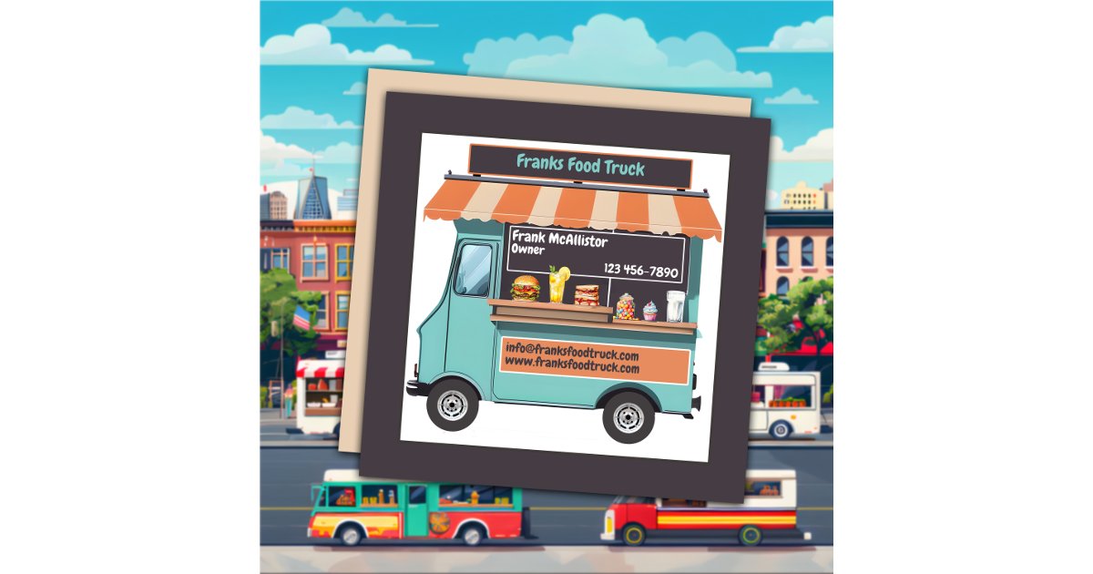 Food Food Truck Square Business Card