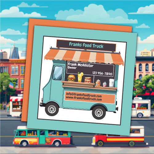 Food Food Truck Square Business Card