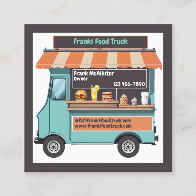 Food Food Truck Square Business Card