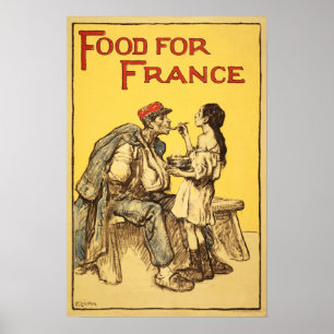 FOOD FOR FRANCE! Old World War 1 Propaganda Poster