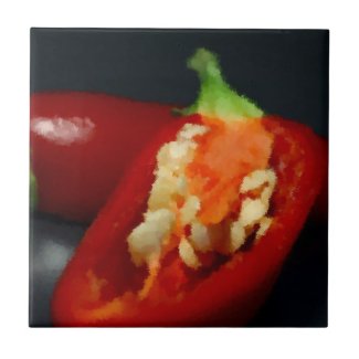 Food for Thought Kitchen Art: Hot Red Peppers tile