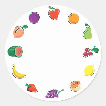 Food For Thought_totally Fruity_circle Of Citrus Classic Round Sticker by UCanSayThatAgain at Zazzle