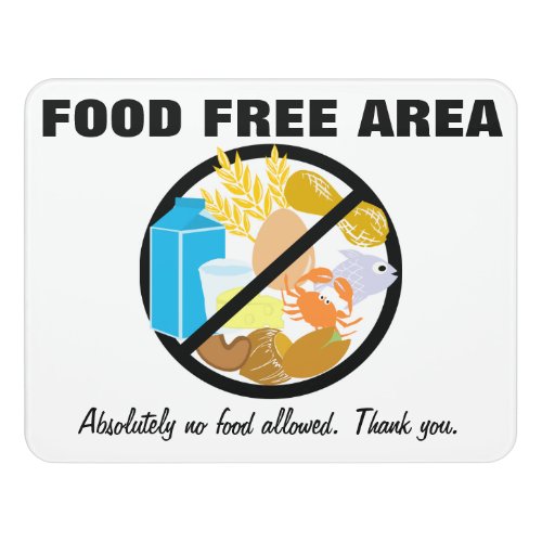 Food Free Area Allergy Friendly Zone Customizable Door Sign