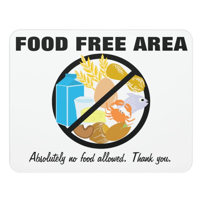 Food Free Area Allergy Friendly Zone Customizable Door Sign (Contemporary Front)