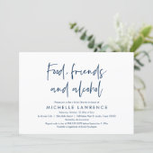 Food, Friends and Alcohol, Casual Bridal Shower In Invitation (Standing Front)
