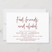 Food, Friends and Alcohol, Casual Bridal Shower Invitation (Front)