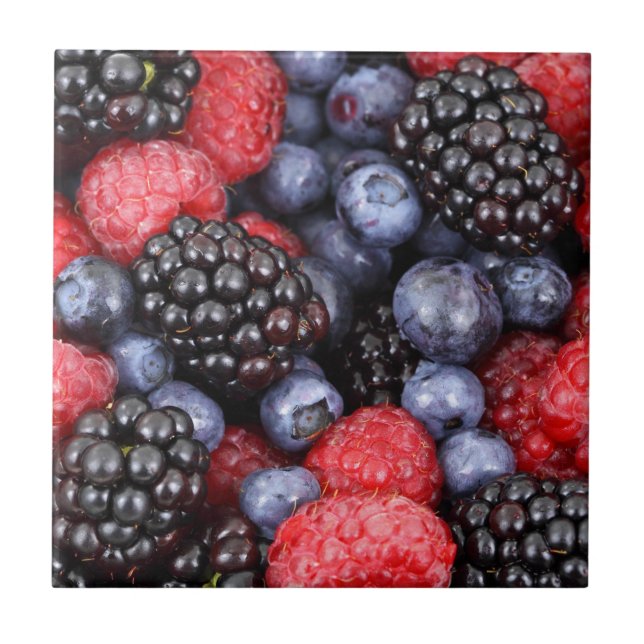 Food Fruit Berries Pattern Ceramic Tile (Front)
