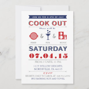 Food, Fun and Music 4th of July Cookout Invite