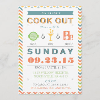 Food, Fun and Music Barbeque (BBQ) Cookout Invite