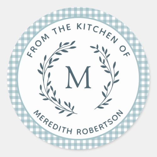 Food Gift From the Kitchen of Monogram Wreath  Classic Round Sticker