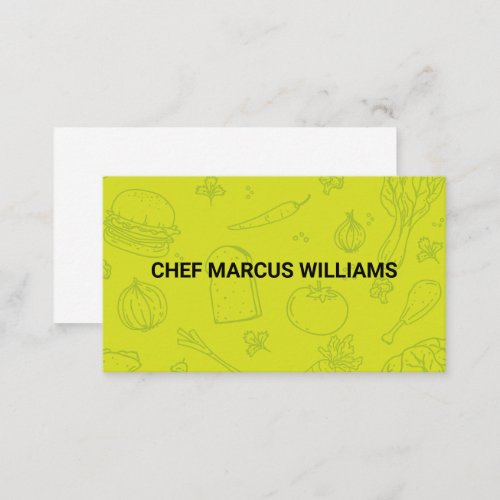 Food Green Background  Chef  Business Card