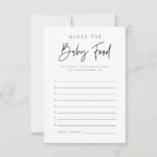 Food Guessing Game Baby Shower Party Card G400