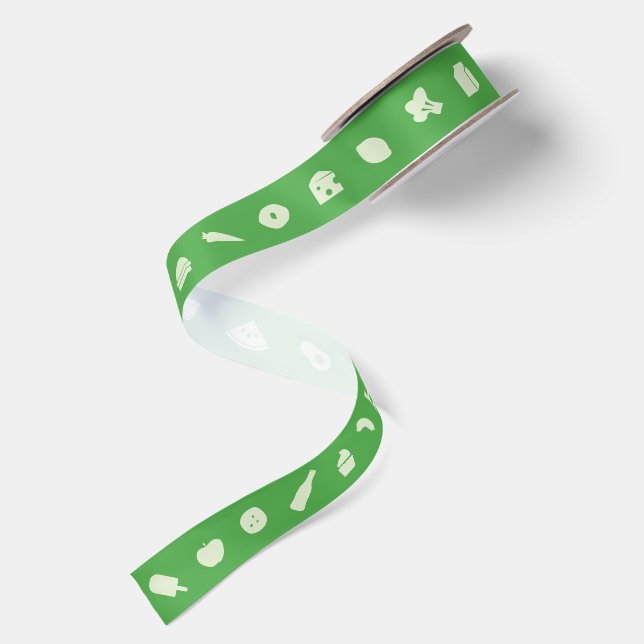 Food Icon Pattern | Editable Color Satin Ribbon (Front+Back)