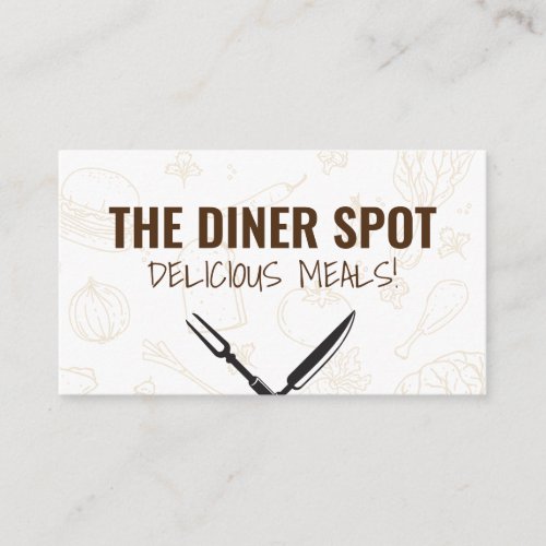 Food Icons and Cutlery Business Card