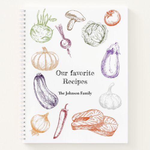 Food Illustration Personalized Family Recipe Book