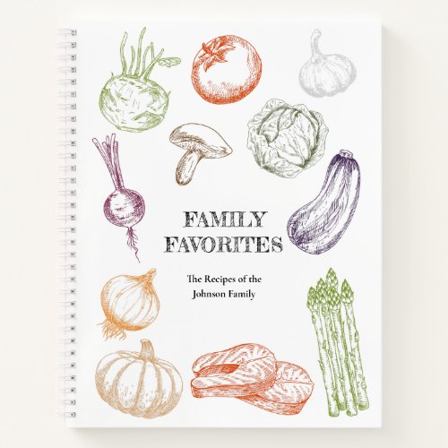 Food Illustration Personalized Family Recipe Book