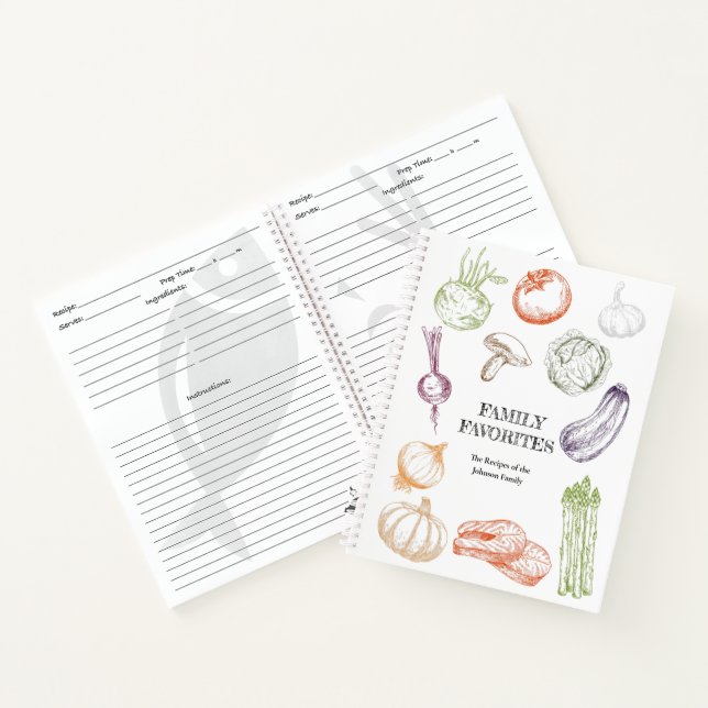 Food Illustration Personalized Family Recipe Book (Inside)